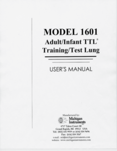 model 1601 adult/infant TTL training/test lung user's manual