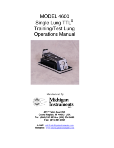 model 4600 single lung TTL training/test lung operations manual