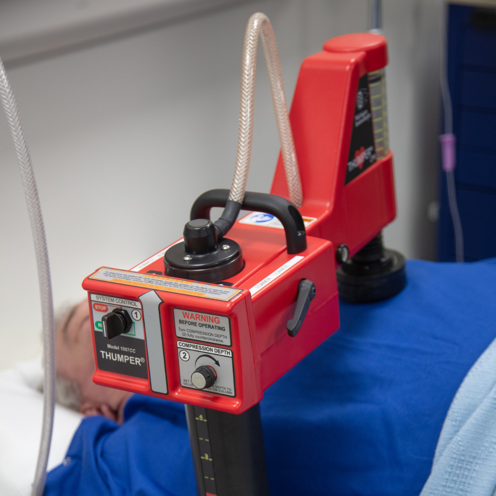 3 Michigan Instruments thumper CPR machine on adult machine