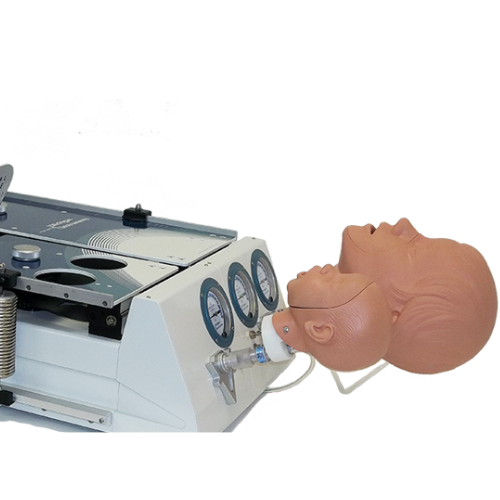 infant and adult test lung simulator with dummy heads