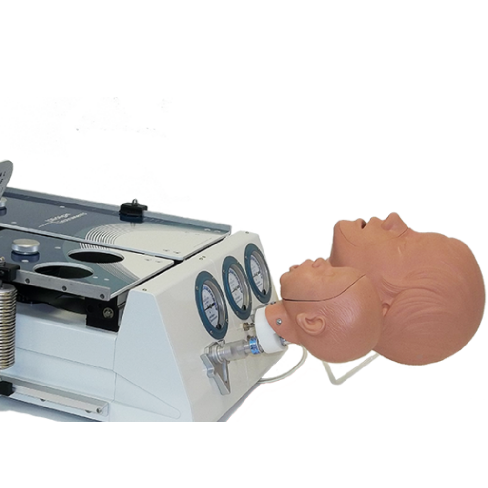 infant and adult test lung simulator with dummy heads
