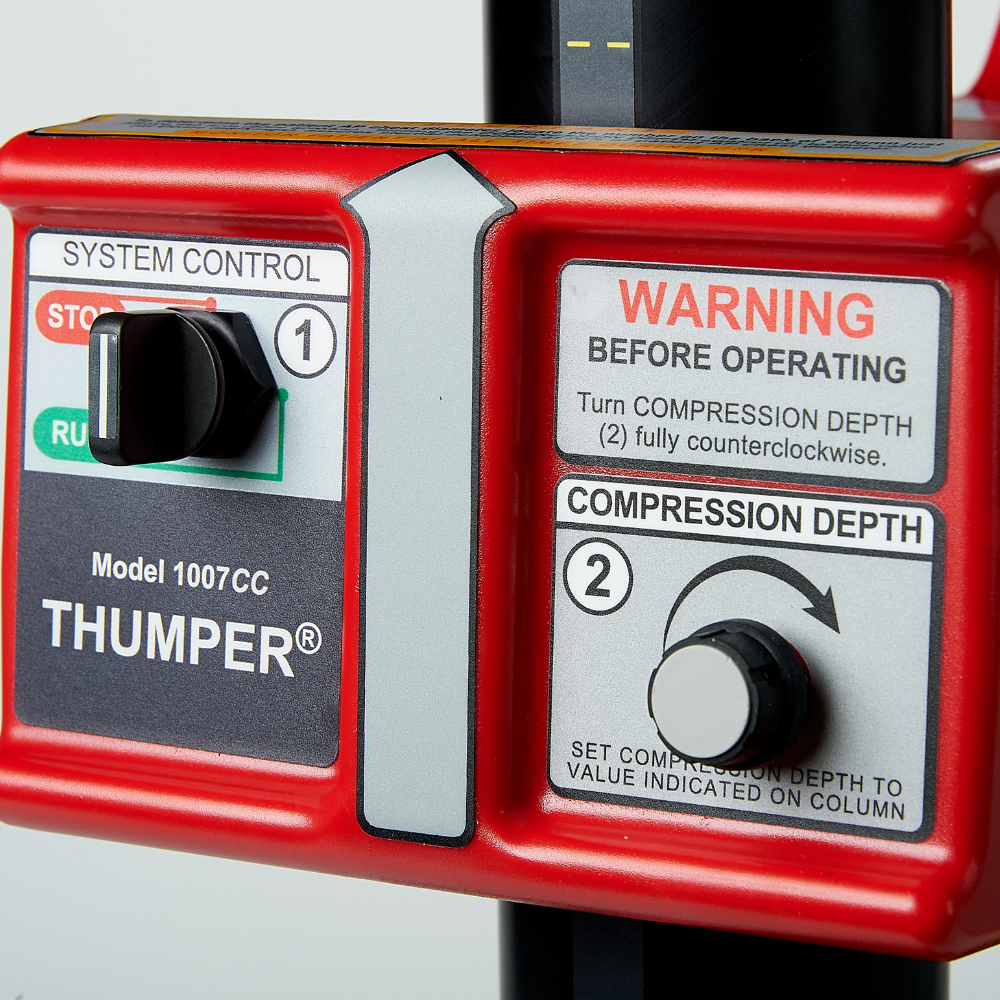 close up of Michigan Instruments thumper mechanical CPR system control gauge