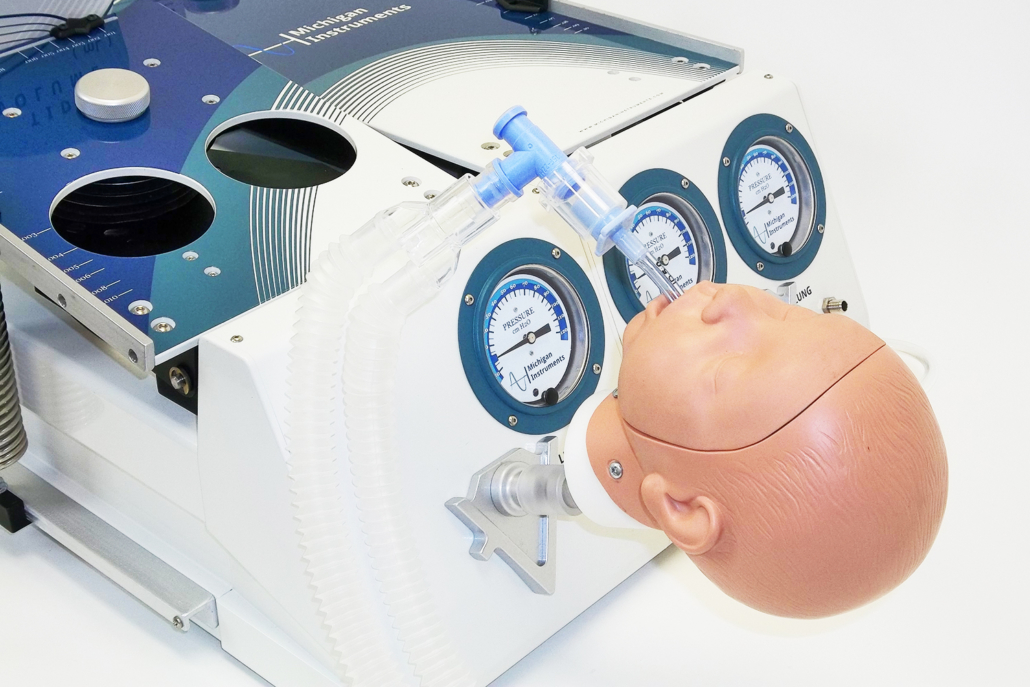 infant test lung simulator on infant dummy